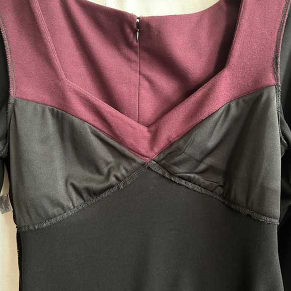 Muse Knit Black Dress Contrast Insets Bust and Hem Fall Colors Size 12 NWT - Picture 5 of 11